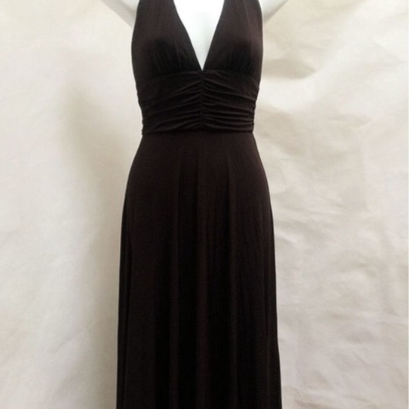 BCBGMaxAzria Brown Halter Asymmetric Kerchief Hem - Picture 1 of 4